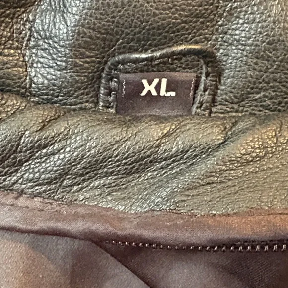 Black Leather Jacket with Red Accents - Picture 3 of 5